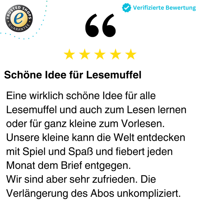 Bewertung schöne Idee mit Lesemuffel