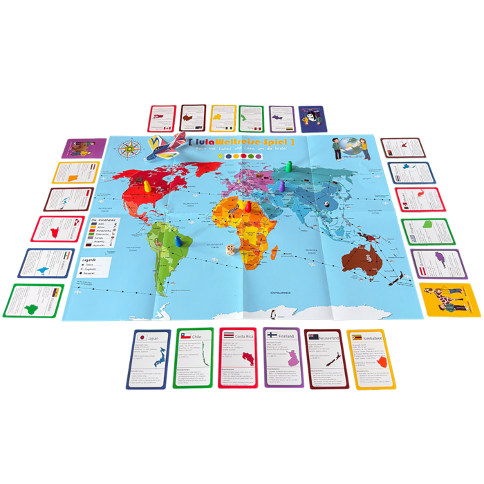 Koffer mit Weltreise-Spiel - wird gerade gespielt