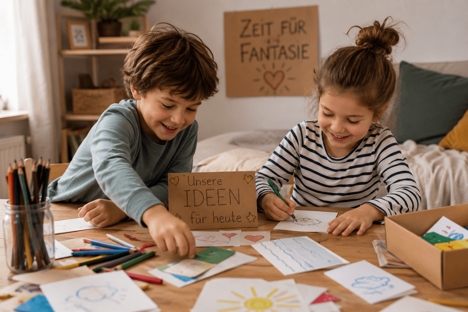 mädchen und junge malen