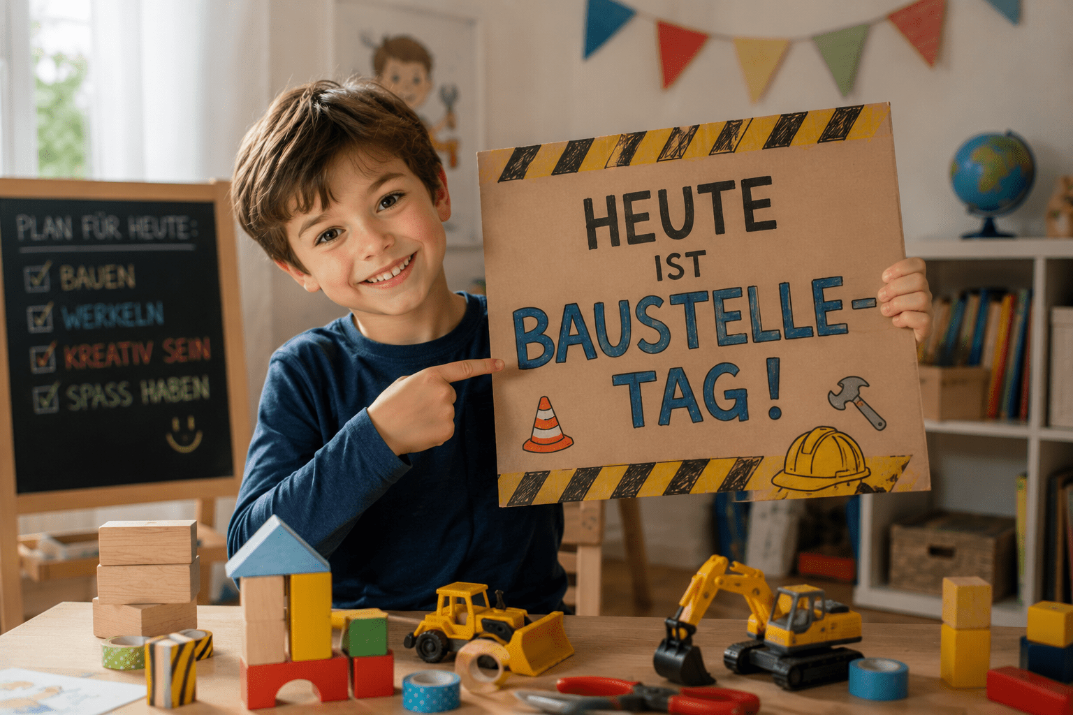 Kind hält Schild in den Händen