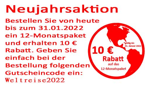 Neujahrsaktion 2022 - 10 € Rabatt auf das 12-Monatspaket